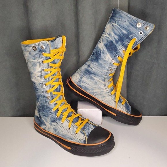 Feng Wei Chuan Fashion Sneaker Boot Converse Denim Yellow, Womens Size 6.5 EU 37 - Picture 2 of 9